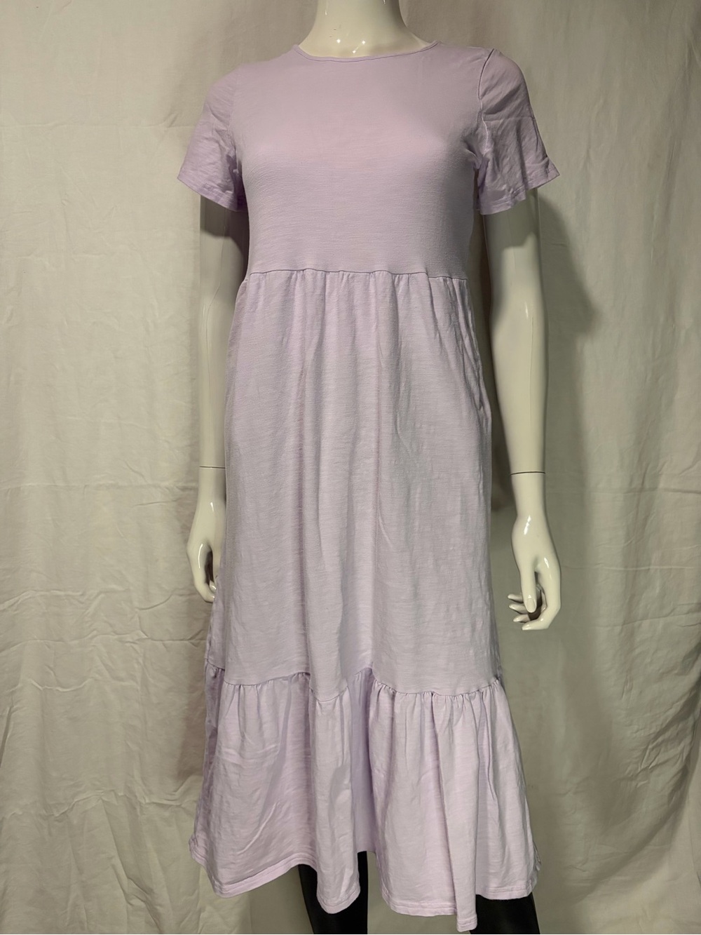 Old Navy Lavender Short-Sleeve Tiered Midi Dress